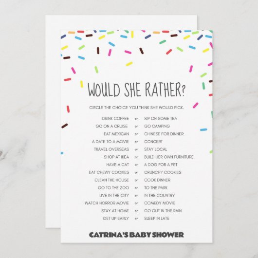 Sprinkle Baby shower - bewerkbare naam, 5x7 Kaart (Voorkant / Achterkant)