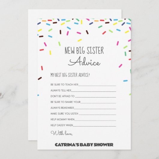 Sprinkle Baby shower - bewerkbare naam, 5x7 Kaart (Voorkant / Achterkant)