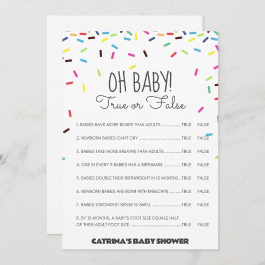 Sprinkle Baby shower - bewerkbare naam, 5x7 Kaart (Voorkant / Achterkant)