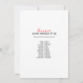 Sprinkle Baby shower Game w antwoord terug 5x7 for Kaart (Achterkant)