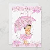 Sprinkle Baby shower Girl Floral Pink Umbrella Kaart (Voorkant)