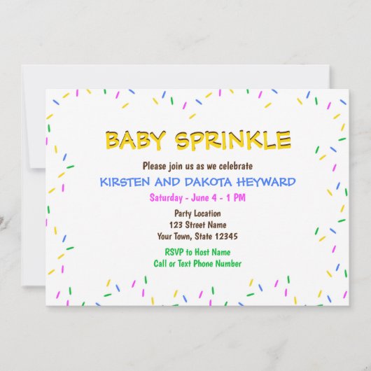 Sprinkle Baby shower Invitation Kaart (Voorkant)