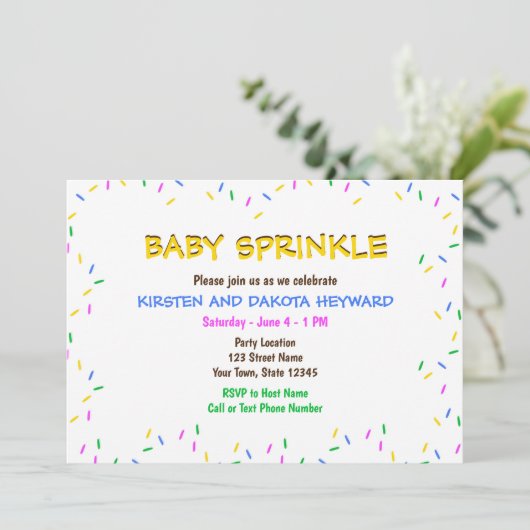 Sprinkle Baby shower Invitation Kaart (Staand voorkant)