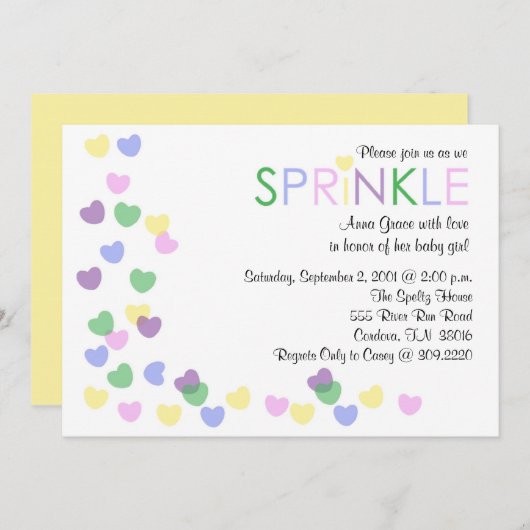 Sprinkle Baby shower Invitation Kaart (Voorkant / Achterkant)