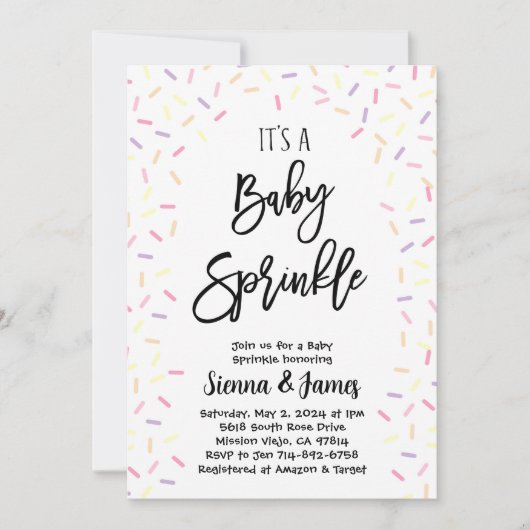 Sprinkle Baby shower Kaart (Voorkant)