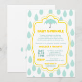 Sprinkle Baby shower nodigt Raindrop blauwgroen ge Kaart (Voorkant / Achterkant)