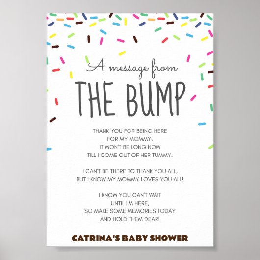 Sprinkle Baby shower Party Sign Poster (Voorkant)