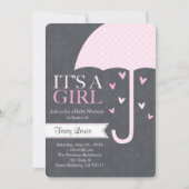 Sprinkle-Baby shower Uitnodiging in roze en grijs (Voorkant)