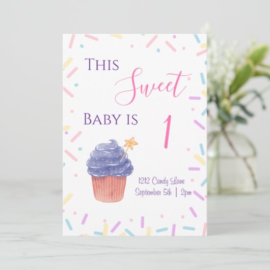 Sprinkle Birthday Invitation Kaart (Staand voorkant)