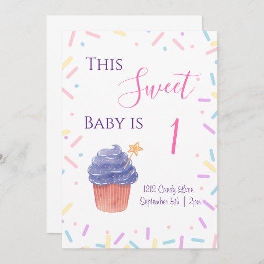 Sprinkle Birthday Invitation Kaart (Voorkant / Achterkant)