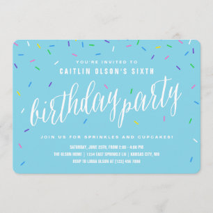 Sprinkle Birthday Party Invitations   Blauw Kaart