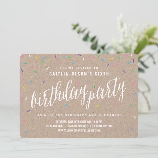 Sprinkle Birthday Party Invitations Kaart (Staand voorkant)
