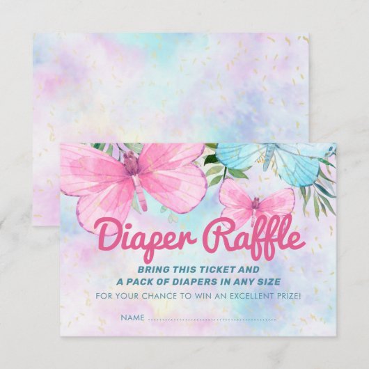 Sprinkle Butterfly Baby Diaper Raffle Ticket Kaart (Voorkant / Achterkant)