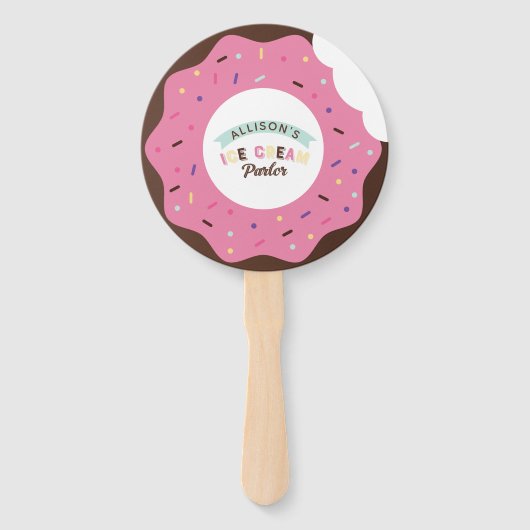 Sprinkle Chocolade Donut Fun Treat Verjaardagsfees Handwaaier (Voorkant)