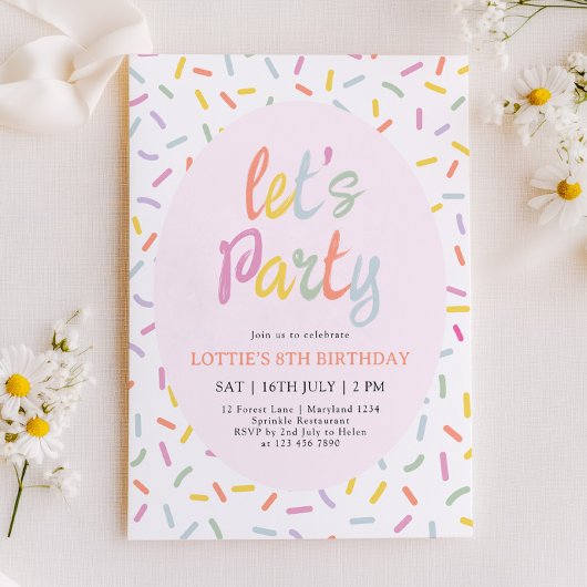 Sprinkle Confetti Birthday Invitation Kaart