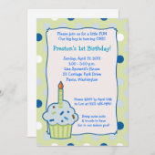 Sprinkle Cupcake 5x7 Boy 1st Birthday Uitnodiging (Voorkant / Achterkant)