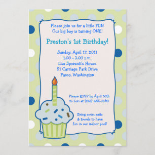 Sprinkle Cupcake 5x7 Boy 1st Birthday Uitnodiging