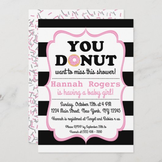 Sprinkle Donut Baby shower Invitation Kaart (Voorkant / Achterkant)