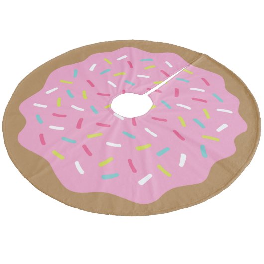 Sprinkle Donut Cute kerstboomrok Fleece Kerstboom Rok (Gekanteld)