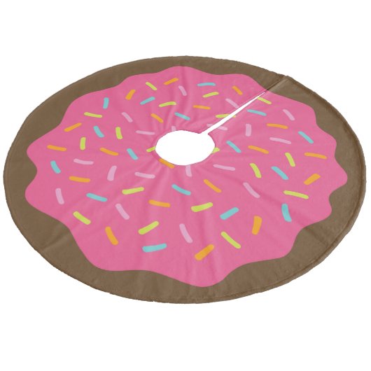 Sprinkle Donut Cute kerstboomrok Fleece Kerstboom Rok (Gekanteld)