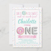 Sprinkle Donut Folie Balloon 1e Verjaardagsfeest Kaart (Voorkant)