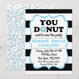 Sprinkle Donut Party Birthday Invitation Kaart