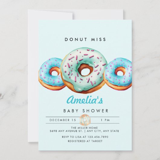 Sprinkle Donut | Schattige blauw Baby shower Kaart (Voorkant)