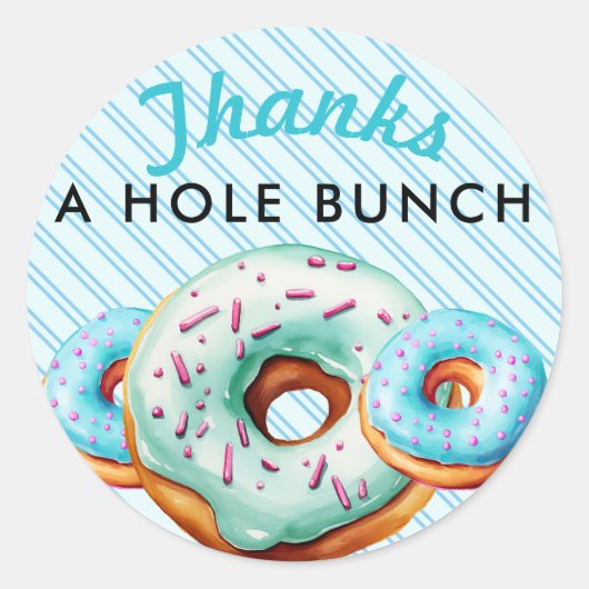 Sprinkle Donut | Schattige blauw dank u Ronde Sticker (Voorkant)
