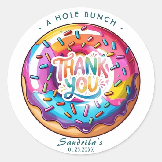 Sprinkle Donut Thanks a Hole Bunch  Ronde Sticker (Voorkant)