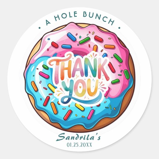 Sprinkle Donut Thanks a Hole Bunch  Ronde Sticker (Voorkant)