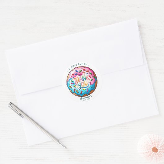 Sprinkle Donut Thanks a Hole Bunch  Ronde Sticker (Envelop)