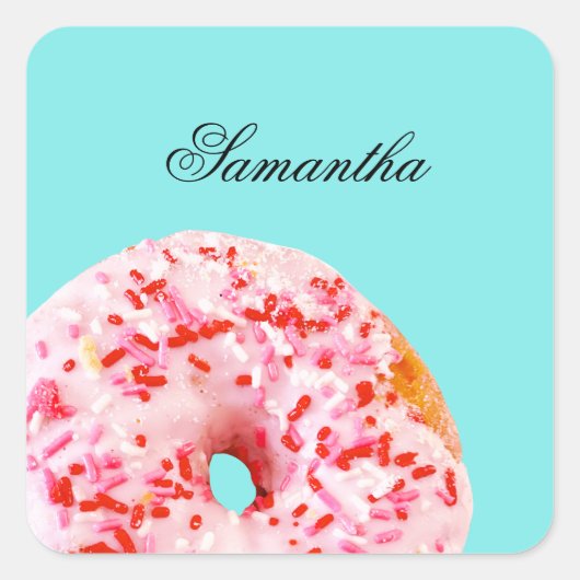 Sprinkle Donut Vierkante Sticker (Voorkant)