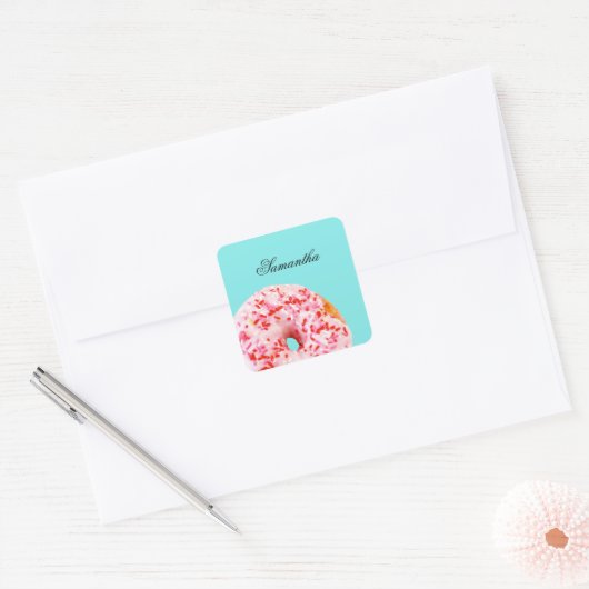 Sprinkle Donut Vierkante Sticker (Envelop)