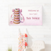 Sprinkle Donuts Pink Ribbon Baby shower Spandoek (Insitu)