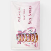 Sprinkle Donuts Pink Ribbon Baby shower Spandoek (Verticaal)