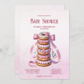 Sprinkle Donuts Pink Ribbon Baby shower Uitnodigin Kaart (Voorkant / Achterkant)