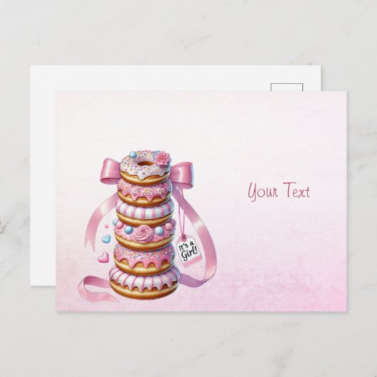 Sprinkle Donuts Pink Ribbon Briefkaart (Voorkant / Achterkant)