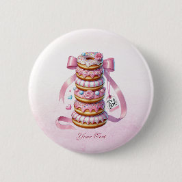 Sprinkle Donuts Pink Ribbon Button