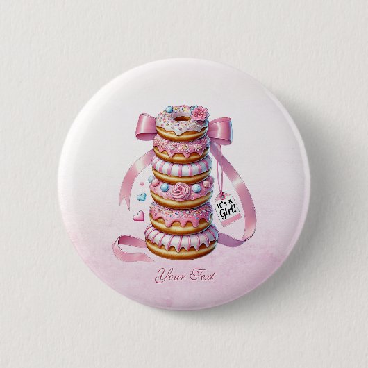 Sprinkle Donuts Pink Ribbon Button (Voorkant)