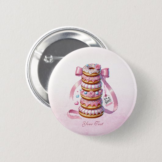 Sprinkle Donuts Pink Ribbon Button (Voorkant /achterkant)