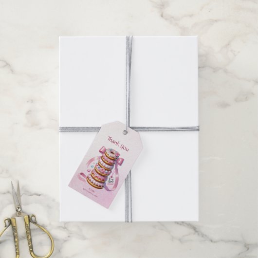 Sprinkle Donuts Pink Ribbon Gift Label Cadeaulabel (Met Touw)