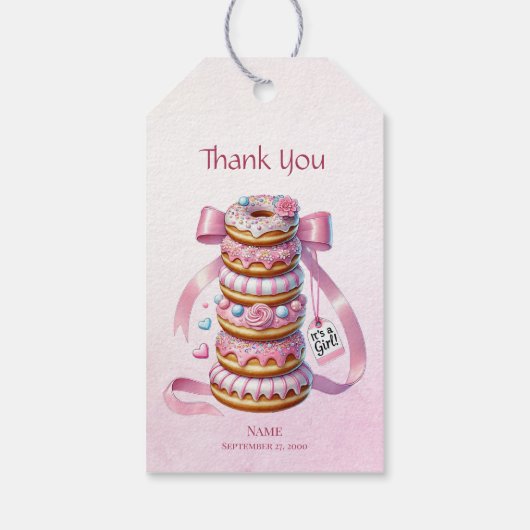 Sprinkle Donuts Pink Ribbon Gift Label Cadeaulabel (Achterkant)