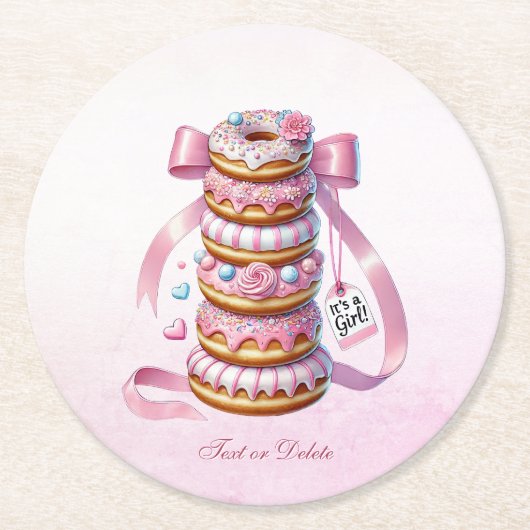 Sprinkle Donuts Pink Ribbon Paper Onderzetter (Voorkant)