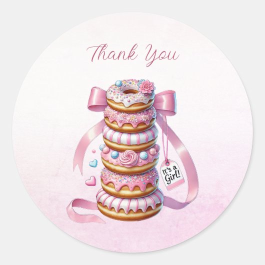 Sprinkle Donuts Pink Ribbon Sticker (Voorkant)