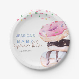 Sprinkle Donuts Waterverf blauw Baby shower Papieren Bordje
