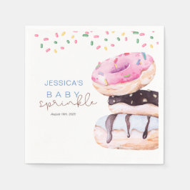 Sprinkle Donuts Waterverf blauw Baby shower servet