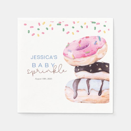 Sprinkle Donuts Waterverf blauw Baby shower servet (Voorkant)