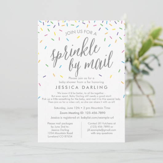 Sprinkle door Mail Baby shower Invitation Kaart (Staand voorkant)