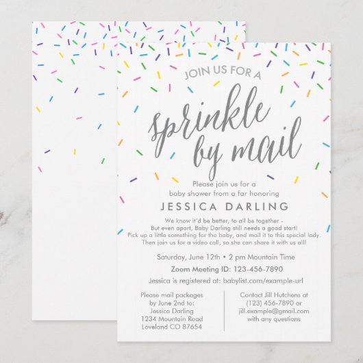 Sprinkle door Mail Baby shower Invitation Kaart (Voorkant / Achterkant)