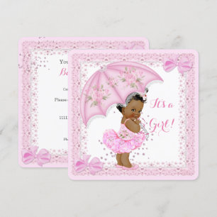 Sprinkle Ethnic Baby shower Girl Pink Umbrella Kaart